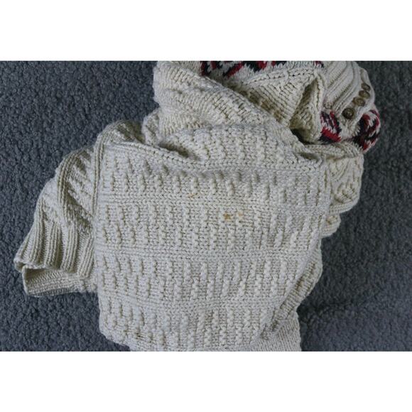 L.L.Bean Cropped Sweater Womens M White Funnel Neck Cable Knit Hong Kong Vintage - Picture 7 of 8